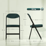 HOMCOM Set of Four Folding Corduroy Seat Chairs - Teal