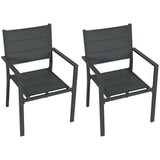 Outsunny Set of Two Aluminium Stacking Garden Chairs - Dark Grey