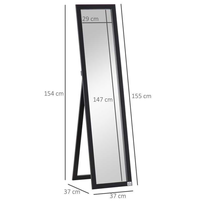 HOMCOM Full Length Mirror for Bedroom, Free Standing Dressing Mirror, Wall Mirror for Living Room, 37 x 154 cm, Black