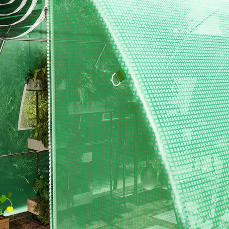 Outsunny 4 x 3 x 2m Polytunnel Greenhouse Replacement Cover ONLY Winter Garden Plant PE Cover for Tunnel Walk-in Greenhouse with Roll-up Windows Door Outdoor, Green