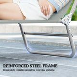 Outsunny Set of Two Steel Frame Sun Loungers, with Reclining Backs - Light Grey