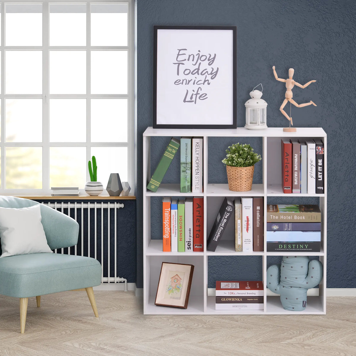 HOMCOM Nine-Cube Storage Shelf - White
