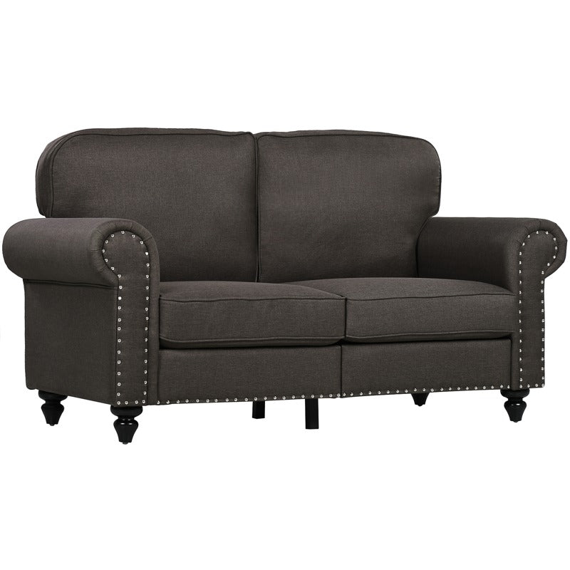 HOMCOM Two-Seater Mid-Century Sofa, with Pocket Springs - Dark Brown