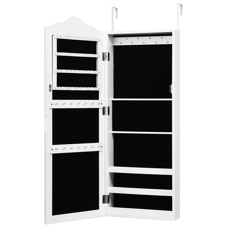 Wall Mounted Mirrored Jewelry Armoire Storage Organizer