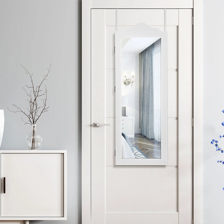 Wall Mounted Mirrored Jewelry Armoire Storage Organizer