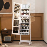 LED jewelry cabinet with full-length mirror and make-up mirror 41 x 37 x 156 cm white