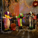 Outsunny Life Size Stackable Halloween Animated Clown with Red Light Up Eyes, Sound Activated Scary Halloween Decorations, Battery Operated, Indoor Party Props