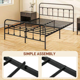 HOMCOM Double Minimalistic Metal Bed Frame - Black