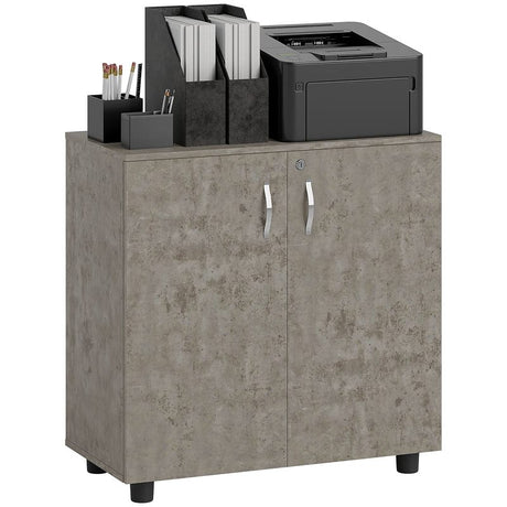 Vinsetto Two-Tier Locking Office Storage Cabinet - Grey