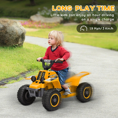 AIYAPLAY 6V Electric Quad Bike for Kids, Ride On ATV w/ Forward/Reverse, Headlights, for Ages 18-36 Months, Yellow