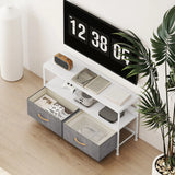 HOMCOM TV Stand Cabinet with 2 Foldable Drawers - White