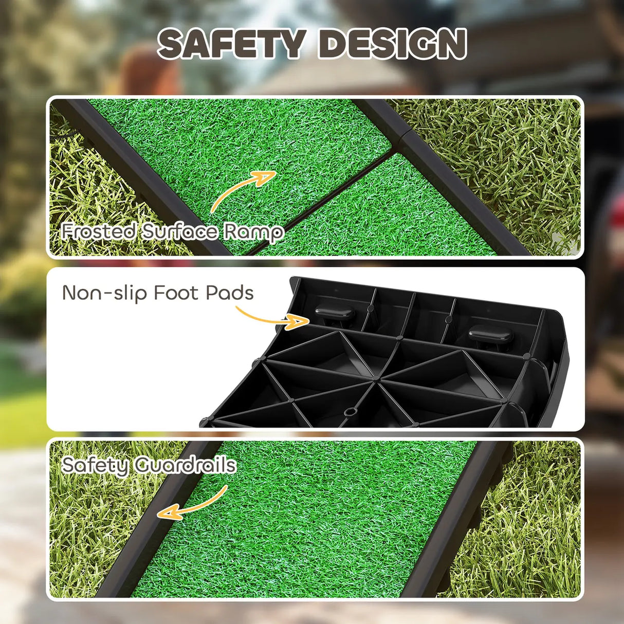 PawHut Foldable Dog Ramp with Artificial Anti-slip Surface, Portable & Lightweight, for Cars, Home, 155 x 38.5 x 15.5 cm