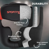 SPORTNOW Boxing Headguard w/ Adjustable Strap for Sparring, Kickboxing, MMA, Red/Black