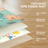 AIYAPLAY Dinosaur-Themed Baby Plat Mat Double Sided, Foldable, Water-Resistant for Outdoor/Indoor, 177 x 146 x 1.5cm