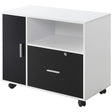 HOMCOM Multi-Compartment Office Storage Cabinet, with File Hangers - Black/White