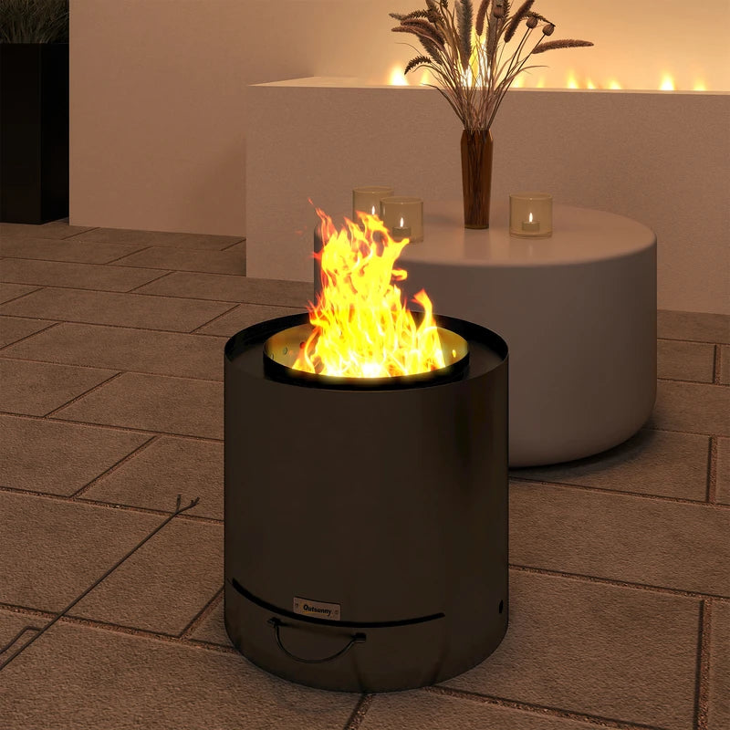 Outsunny Metal Wood-burning Fire Pit with Fire Poker - Black