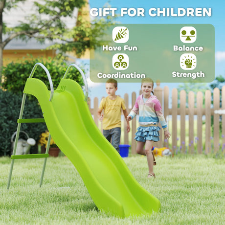 AIYAPLAY Freestanding Kids Slide with Climbing Ladder, Outdoor Playground Equipment for Ages 3-8 Years, Green