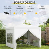 Outsunny 3 x 3m Pop Up Gazebo, Wedding Party Canopy Tent Marquee with Carry Bag and Windows, White