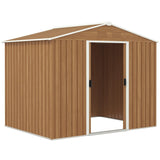 Outsunny 8 x 6ft Galvanised Steel Shed, with Double Door - Brown