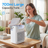 HOMCOM Air Cooler with Adjustable Head, Portable Air Conditioner with 3 Wind Speed, 2 Cool Mist, RGB Light, White
