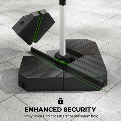 Outsunny Umbrella Weights for Cantilever Parasols, Set of 4 Heavy Duty Parasol Base Stand Weights, 80kg Sand or 60kg Water Filled, Black