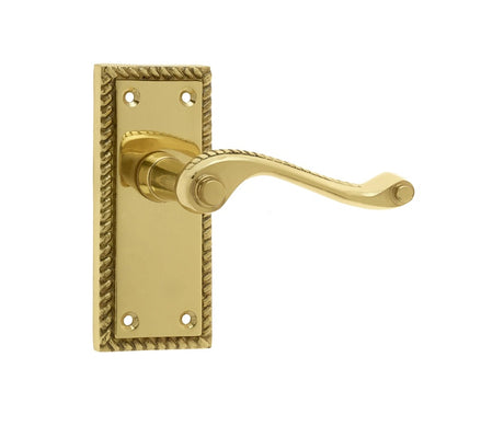 Georgian Suite Door Handle on Short Latchset Plate Polished Brass