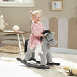 AIYAPLAY Baby Rocking Horse, Plush Ride on Toy with Handle Grip, Sound and Doll, Toddler Animal Rocker for Kids Aged 25, Grey