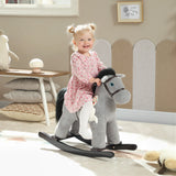 AIYAPLAY Baby Rocking Horse, Plush Ride on Toy with Handle Grip, Sound and Doll, Toddler Animal Rocker for Kids Aged 25, Grey