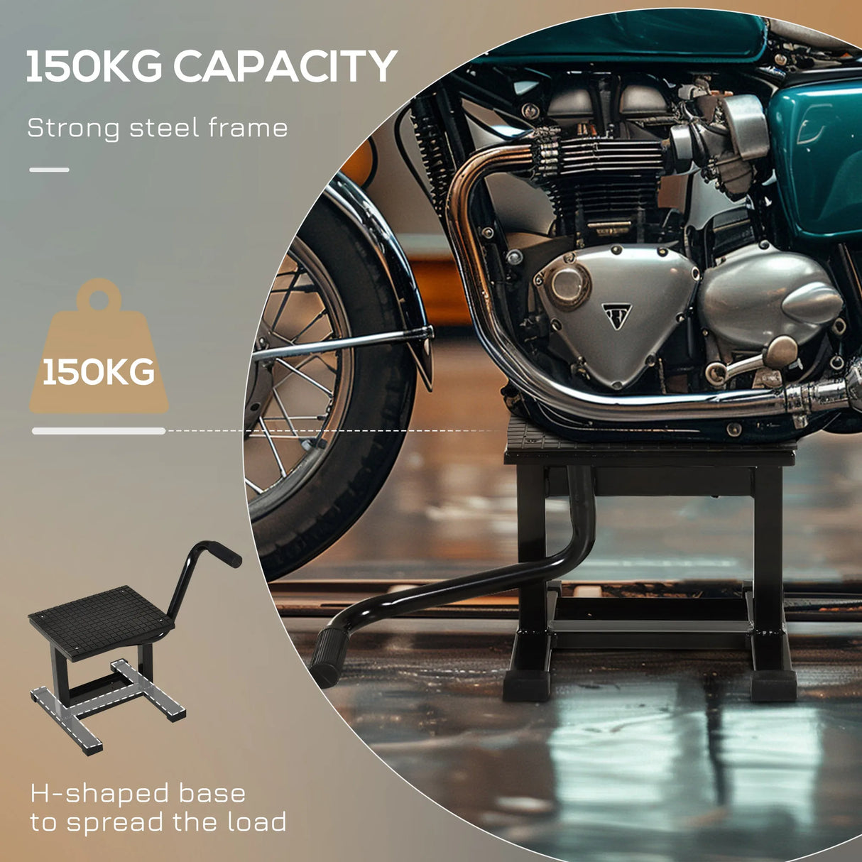 DURHAND Steel Motorbike Jack Lift, 27.5 / 39.5 H cm - Black