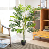 Outsunny 2 Ball Topiary Tree in Pot for Home Decor, Artificial Plant for Home Office, Living Room Decor, Dark Green