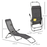 Outsunny Set of 2 Outdoor Patio Chaise Recliner Portable Lounge Chairs w/ Rust-Resistant Steel Frame & Adjustable Backrest, Grey