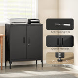 HOMCOM Metal Storage Cabinet with Lock and Adjustable Shelves - Black