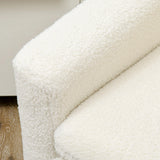 HOMCOM Armchair, Upholstered Accent Chair with Wood Legs and Wide Padded Seat, Teddy Occasional Chair, Cream White