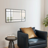 HOMCOM Decorative Grid Wall Mirror, with Back Hooks - Black