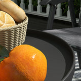Outsunny Two-Tier Metal Garden Table - Black
