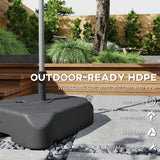 Outsunny Garden Parasol Base with Wheels, Telescopic Handle, 72 kg /45 kg Fillable Sun Umbrella Base Parasol Stand, Black
