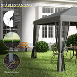 Outsunny 3 x 3 m Pop Up Gazebo, 420D Garden Tent Canopy with Removable Mesh Sidewall Netting, Carry Bag for Garden Patio Outdoor, Light Grey