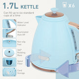 HOMCOM 1.7L 3000W Fast Boil Kettle & 2 Slice Toaster Set, Kettle and Toaster Set with Auto Shut Off, Browning Controls, Light Blue