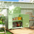 Outsunny Wooden Garden Shed, Garden Tool Storage Shed with Hinged Roof and Shelf, Outdoor Storage Cabinet with Double Doors, Light Green
