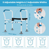 Toilet Safety Rail with Adjustable Height for Elderly-Blue