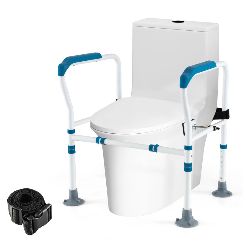 Toilet Safety Rail with Adjustable Height for Elderly-Blue