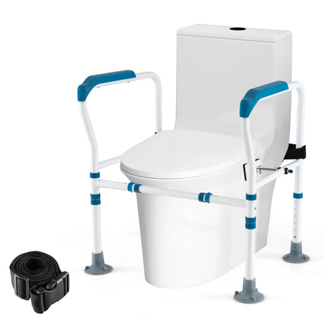 Toilet Safety Rail with Adjustable Height for Elderly-Blue