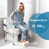 Toilet Safety Rail with Adjustable Height for Elderly-Blue