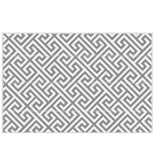 Outsunny Outdoor Rug Reversible Mat Plastic Straw Rug Portable RV Camping Mat for Garden Picnic Indoor, 152x243cm, Light Grey