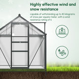 Outsunny 6 x 4ft Polycarbonate Greenhouse, Large Walk-In Green House with Slide Door and Window, Garden Plants Grow House with Aluminium Frame and Foundation, Grey