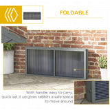 PawHut Folding Rabbit Run Wooden Large Rabbit Hutch for 2-3 Rabbits, Grey