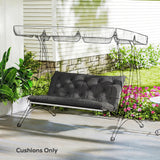 Outsunny Garden Bench Cushion, 2 Seater Swing Chair Cushion, Seat Pad with Ties for Indoor and Outdoor Use, 110 x 120 cm, Black