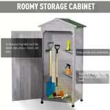 Outsunny Wooden Garden Shed, Outdoor Storage Cabinet with 2 Shelves and Hooks, Locking Organiser Outdoor Narrow Tool House, 74x55x155cm, Grey