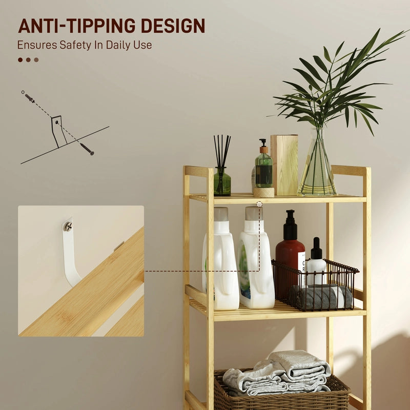 HOMCOM Three-Tier Bamboo Adjustable Shelf Storage Unit