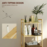 HOMCOM Three-Tier Bamboo Adjustable Shelf Storage Unit